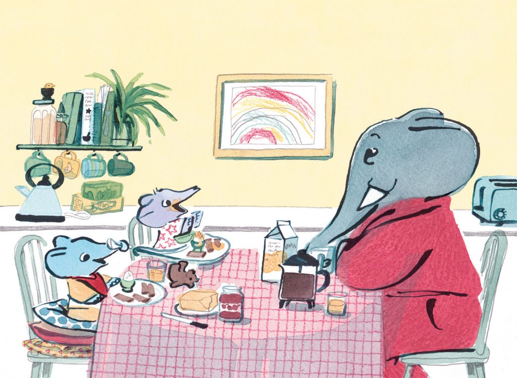 A spread from Ellie and Lump: breakfast time.